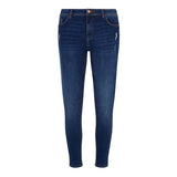 FF skinny fit stretchable indigo blue ankel length ripped jeans