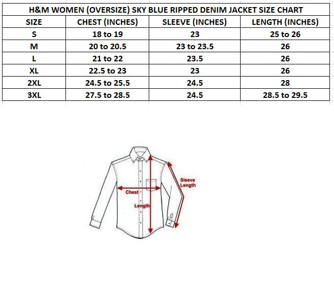 hm women over size crop bottom ripped denim jacket