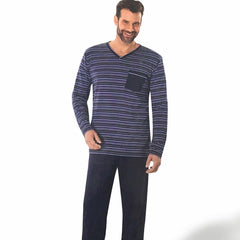 ronly men's blue stripe sleeping suit/lounge wear suit