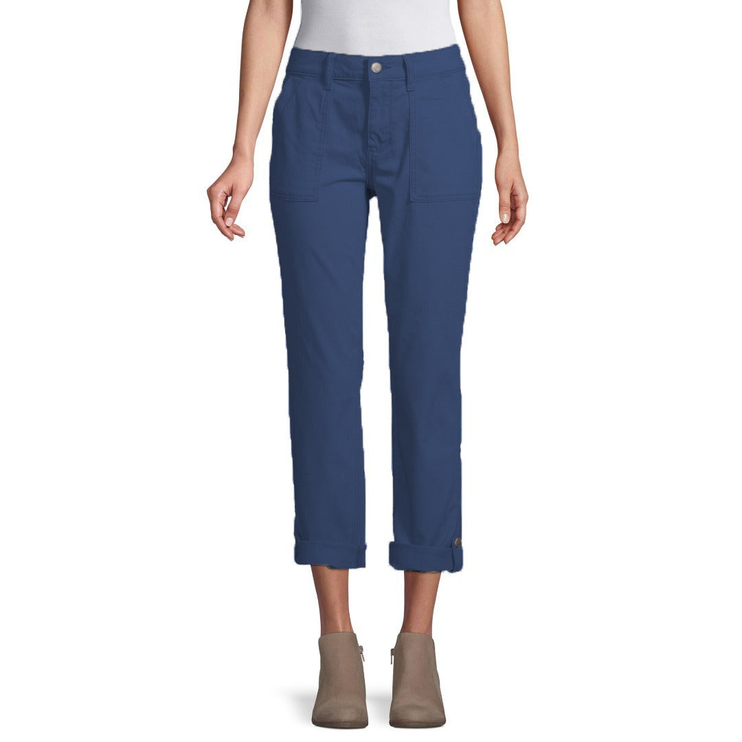 st jhn bay mid rise stretchable blue straight cotton pant