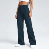 o-s wide leg high rise stretchable navy blue women jeans