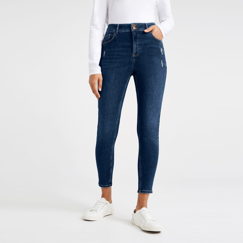 FF skinny fit stretchable indigo blue ripped jeans