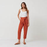 Mo high rise slouchy paperbag cotton trouser pant for women
