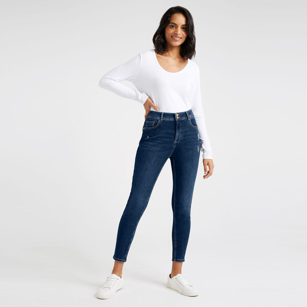 FF skinny fit stretchable indigo blue ripped jeans