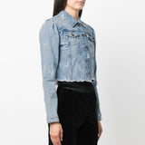dky light blue dky embroidered denim jacket for women