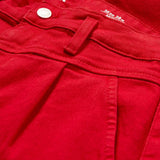 CA mom fit high rise stretchable red jeans for women
