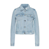 ges sky blue non stretchable ripped denim jacket