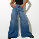 splsh super wide leg high rise mid blue jeans for women