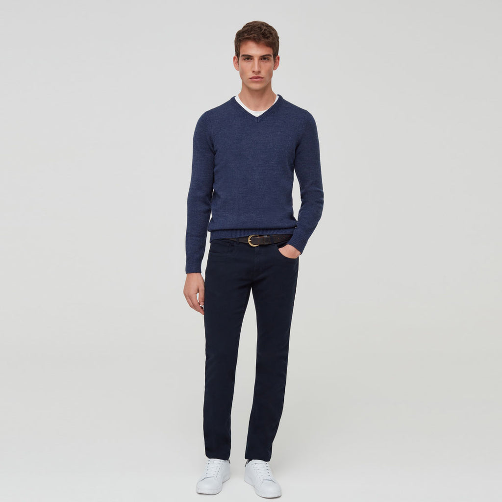 Brand ov-s slim fit stretchable dark navy blue mens cotton jeans