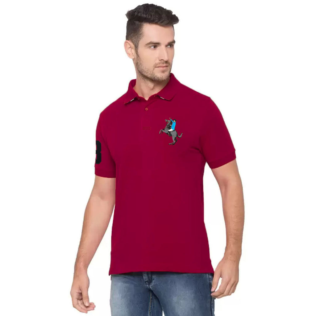 grdano embraided maroon polo for men