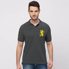 grdano embraided dark grey polo for men