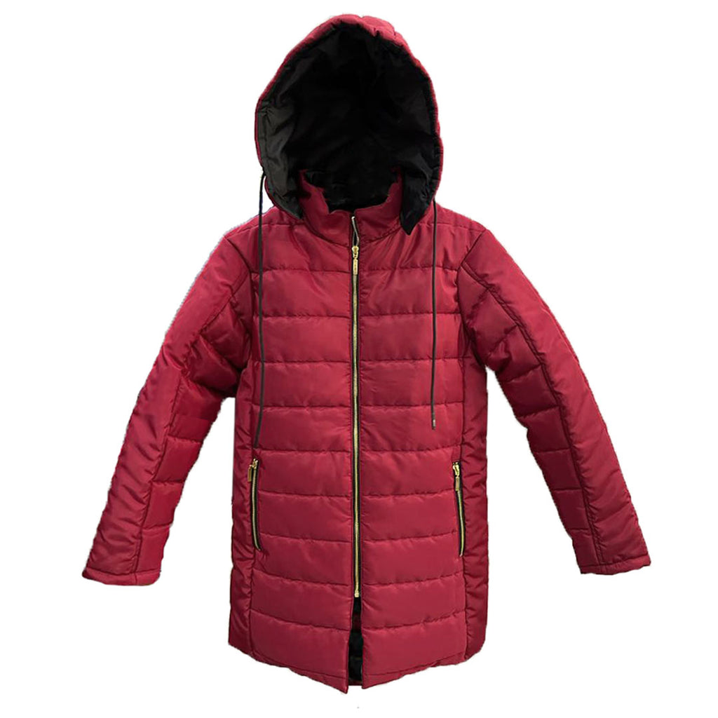 air premium quality maroon long puffer jacket for women