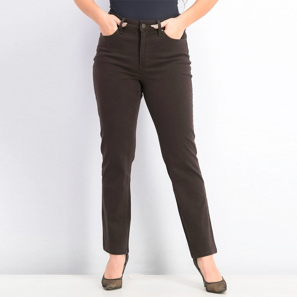 basic addition women classic straight leg chocolate brown cotton jeans