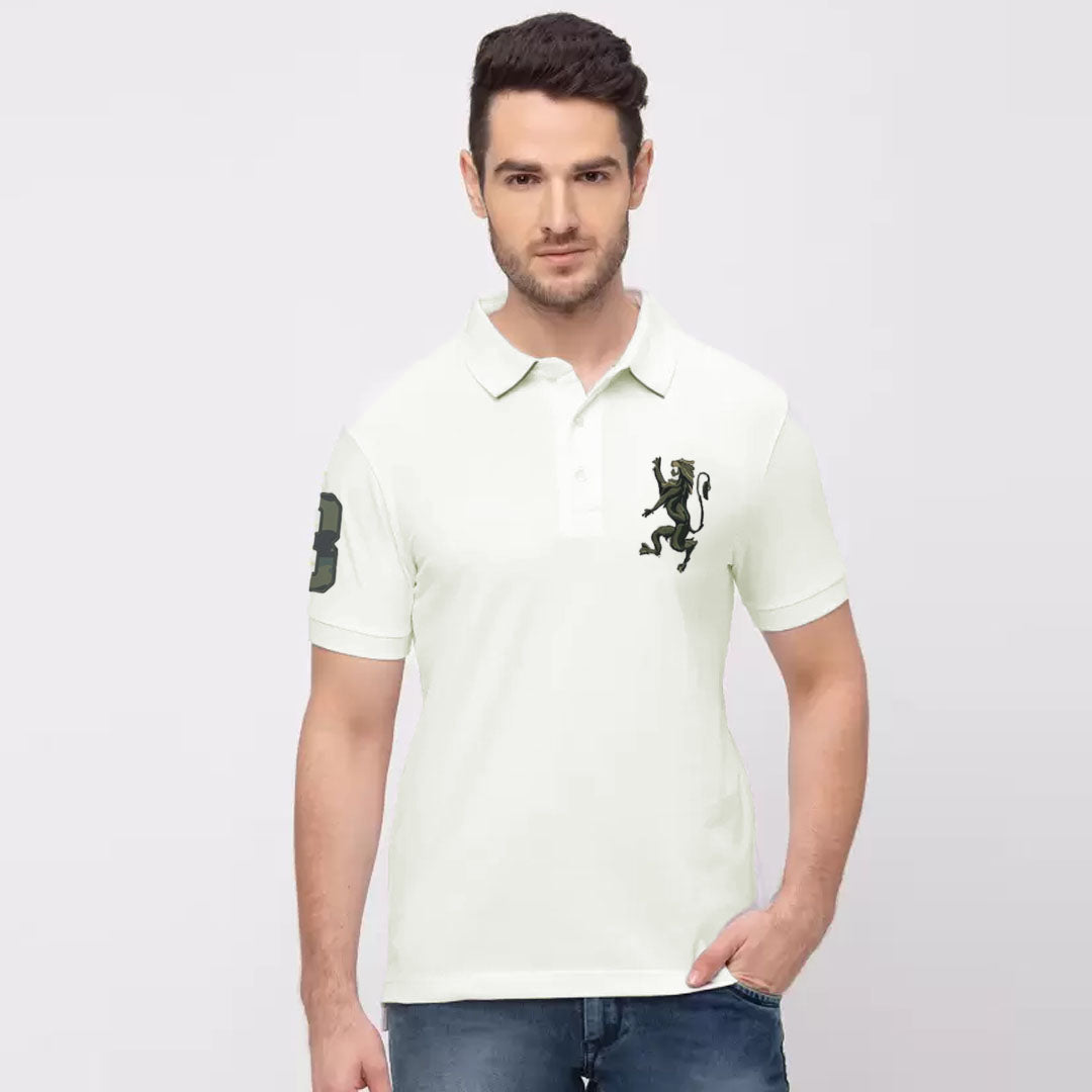 grdano embraided white polo for men