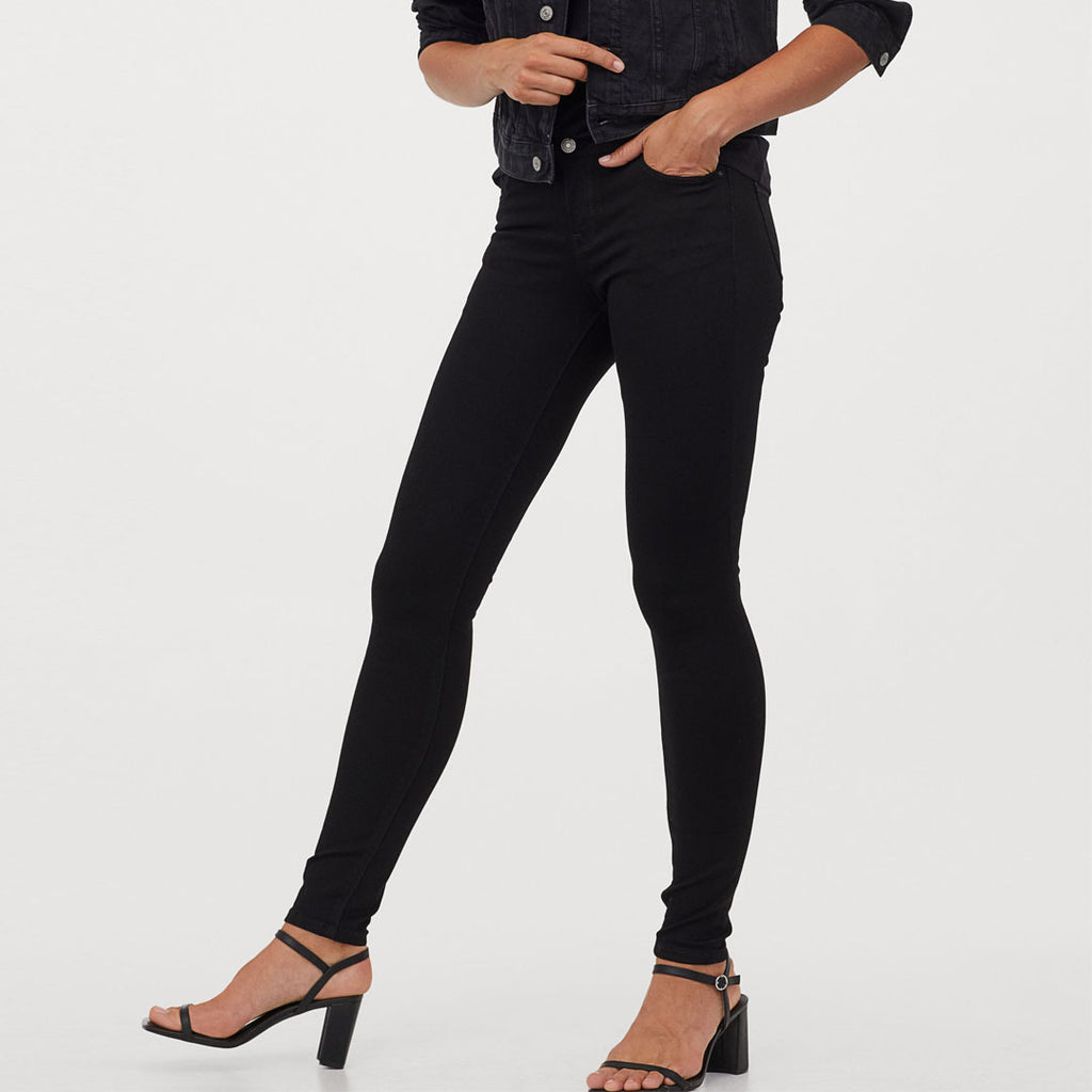hm women jet black stretchable super skinny jeans