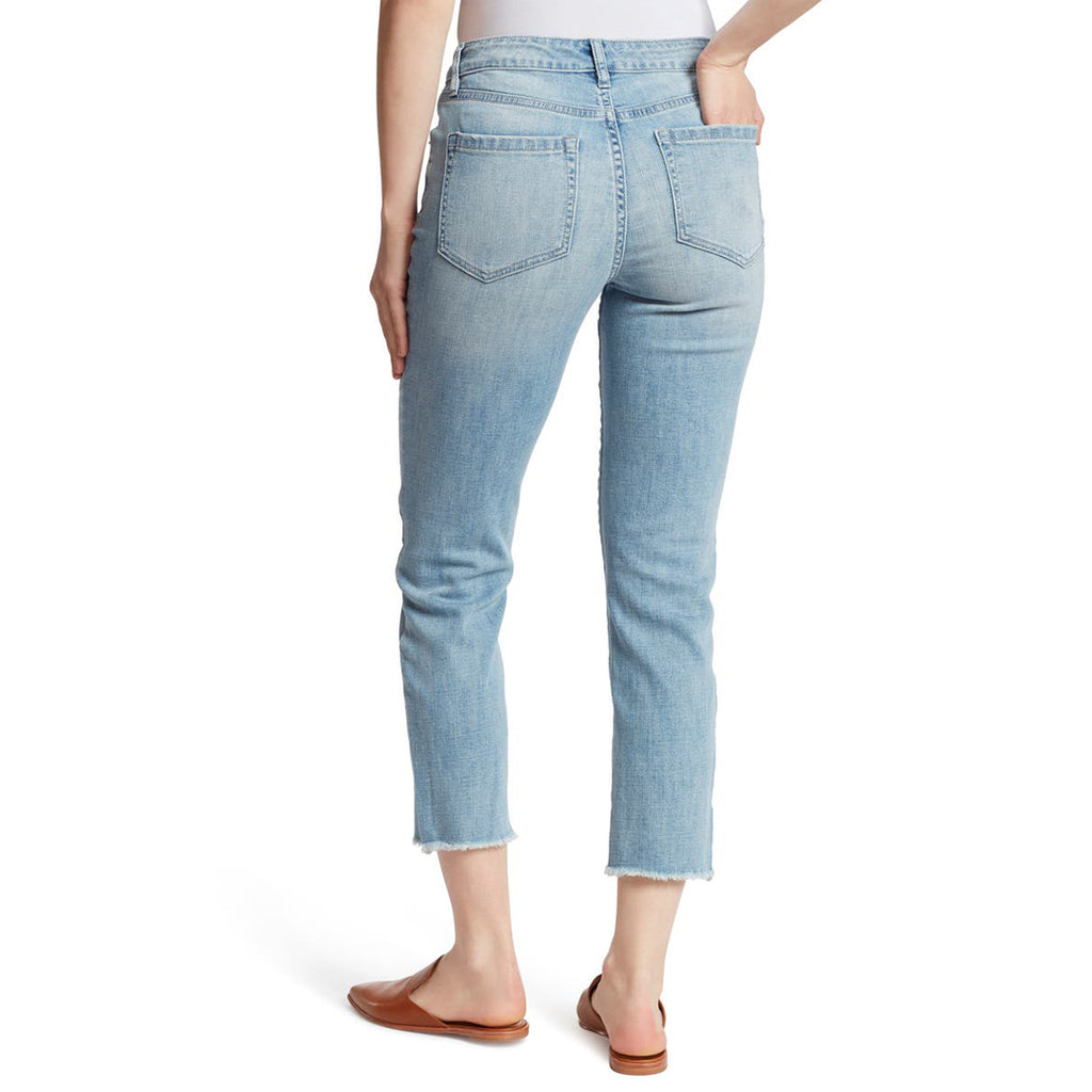 ela mos high rise slim straight sky blue crop length jeans