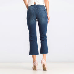 wiliam rst mid rise stretchable dark blue flare jeans