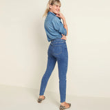 old nvy  rockstar solid blue high rise stretchable women jeans