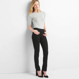 gp black stretchable mid rise classic slim straight fit women jeans