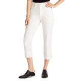 ela mos high rise stretchable slim straight white short length jeans
