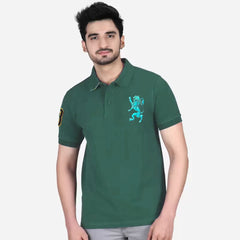 grdano embraided green polo for men