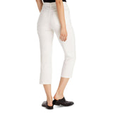 ela mos high rise stretchable slim straight white short length jeans