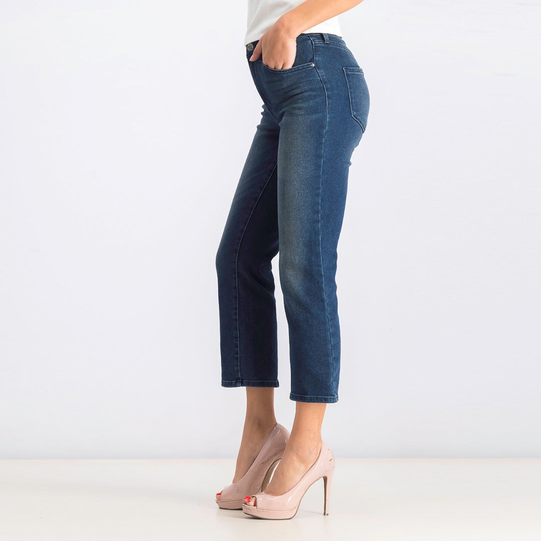 wiliam rst mid rise stretchable dark blue flare jeans