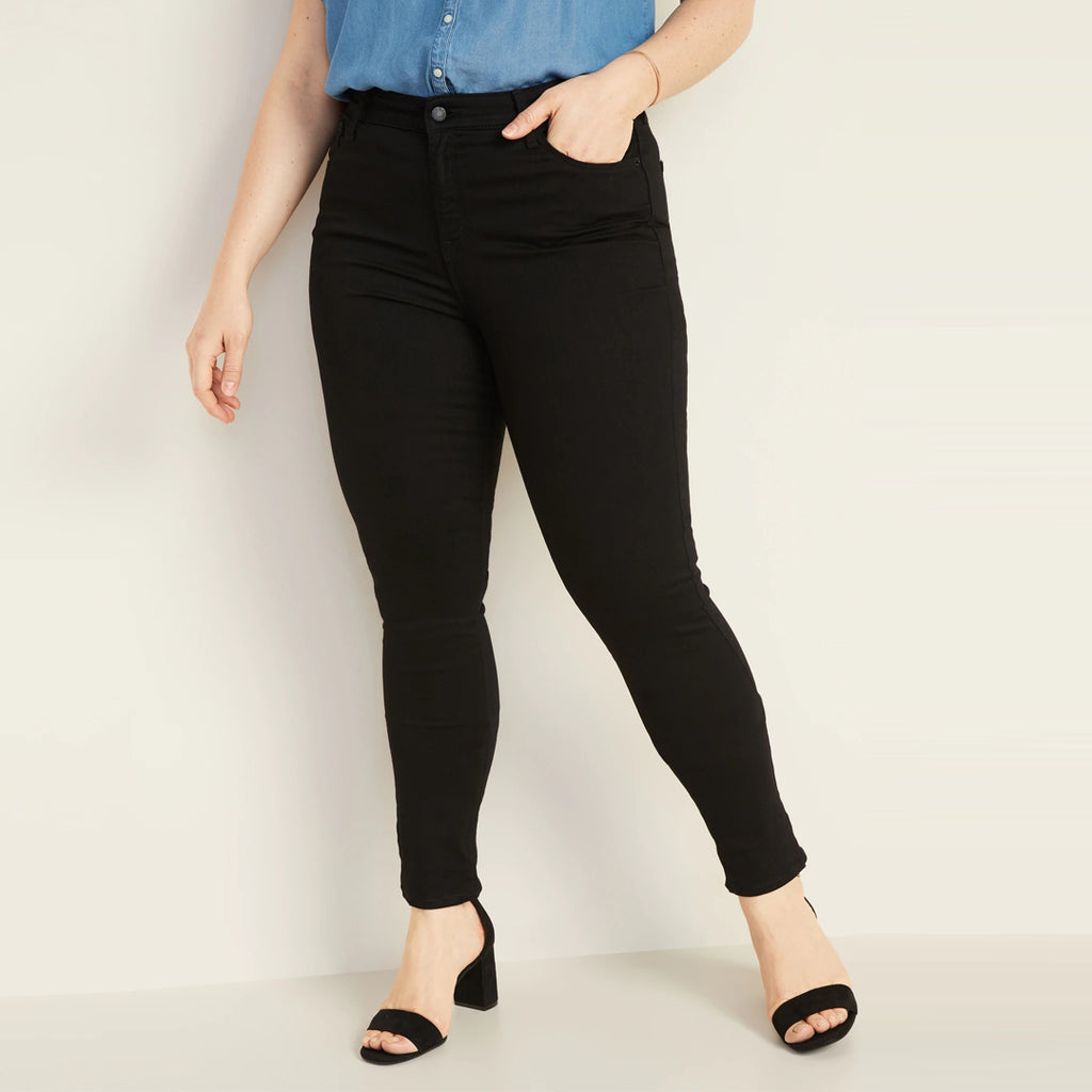old nvy mid rise jet black skinny fit jeans for women
