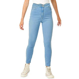 osis high rise scallop skinny fit sky blue jeans