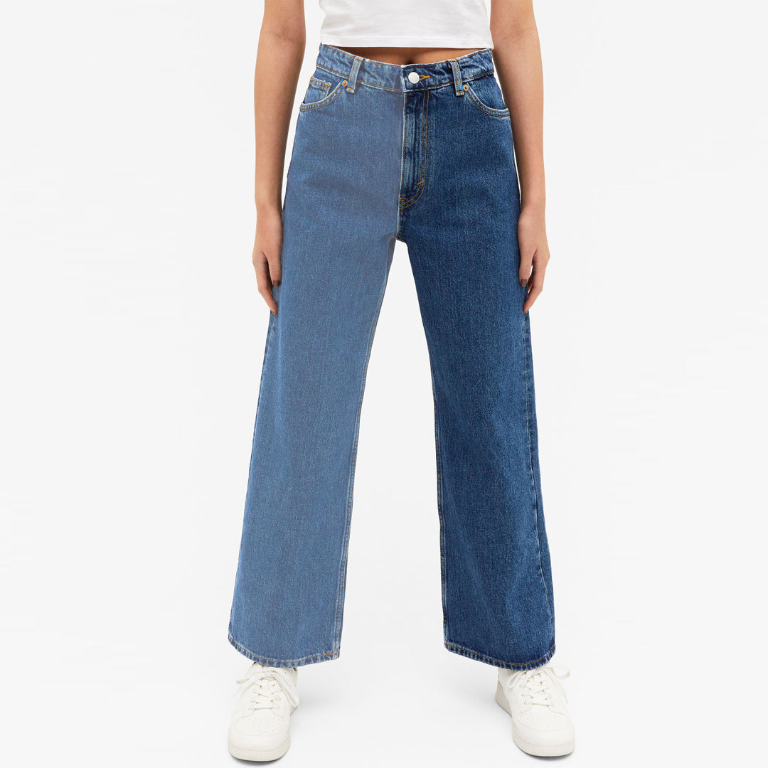 monki high rise wide leg double tone women jeans