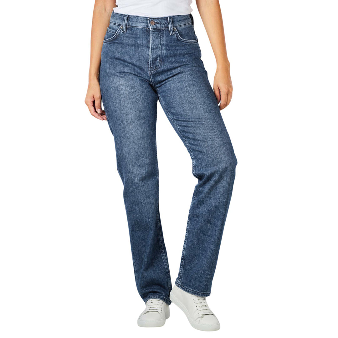 mustng straight leg dark faded blue women jeans