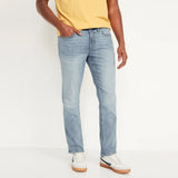 men's slim straight light blue stone wash mens jeans