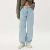 wekday high rise extra wide leg light blue women jeans