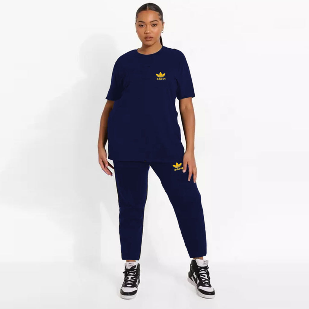 addi plus size navy blue summer track suit for women