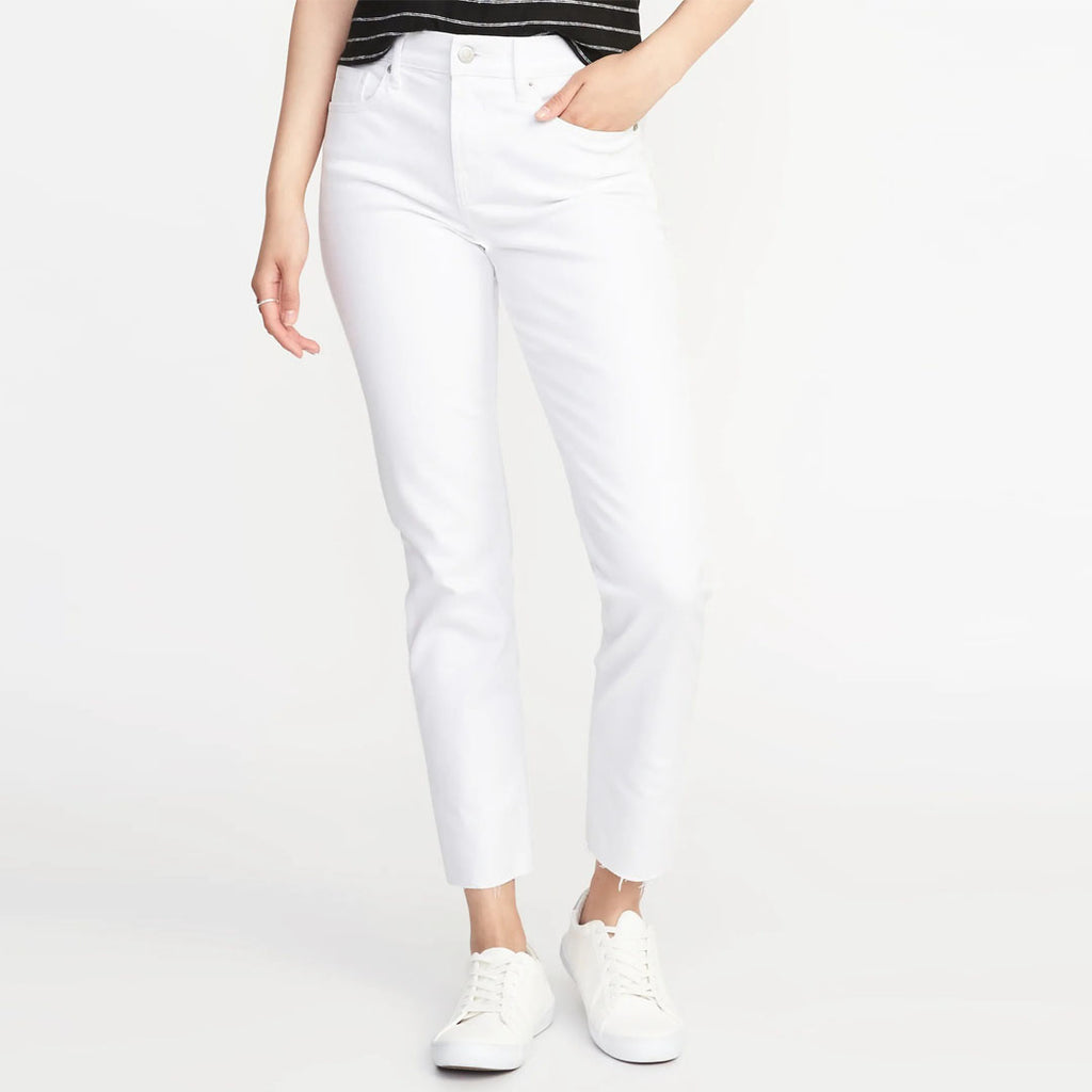 Brand old nvy Mid-Rise White straight Ankle Jeans for Women (4169400254512)